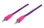 Cable de Audio Estereo 3.5 MM Macho a Macho Manhattan 352826 Textil de 1 Metro, Rosa/Morado