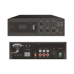 Amplificador de Potencia Digital Mini Epcom Proaudio EPB120E de 120W/Entrada XLR con Phantom 48V/2 Entradas AUX/Bluetooth/Sintonizador FM/Reproducción MP3/Protección contra Cortocircuito y Sobrecarga