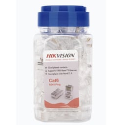Bote C/100 Piezas Conector Plug RJ45 CAT6 Hikvision DS-1M6UA-15U Chapado En Oro A 15 Micras / Sin Blindaje / Soporta Norma TIA-568B