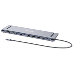 Docking Station USB-C Manhattan 190305 2x USB 3.2 / 1x USB 2.0 / 1x USB-C / 2x HDMI / 1x DP / 1x USB-C PD / 1x Micro SD / 1x SD / 1x RJ-45 / 1x 3.5mm / Color Plata