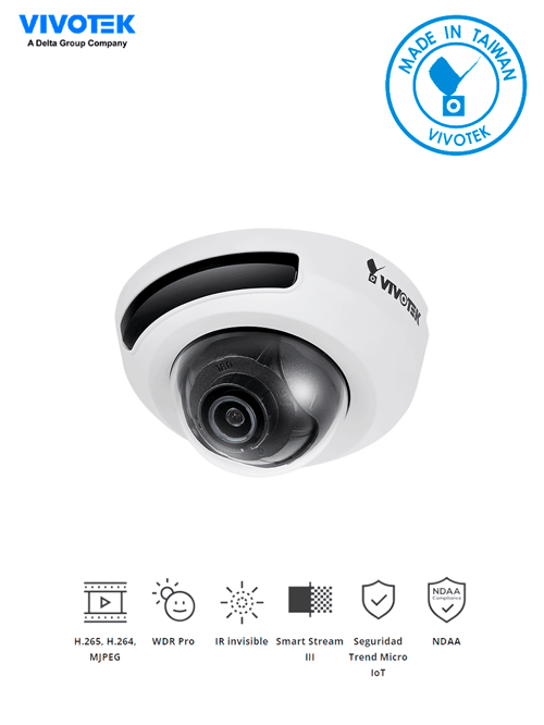 Camara IP Domo Vivotek FD9166-HN, 2MP/ Lente Fijo 2.8MM/ IR Invisibles 10MTS/ WDR Pro/ Microfono Integrado
