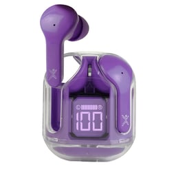 Audífonos Inalámbricos TWS Bluetooth Perfect Choice PC-117049, USB-C, Estuche Transparente, Color Morado