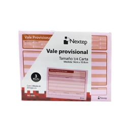 Paquete de 3 Blocks de Vale Provisional Nextep NE-038C de Caja/1/4 Carta/Con 50 Piezas Cada Block/Rosa