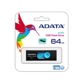 Memoria USB 64GB Adata AUV320-64G-RBKBL USB3.2 Retractil Color Negro/Azul