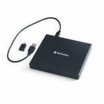 Quemador De DVD y CD Externo USB Verbatim 24X/8X Negro, VB71123