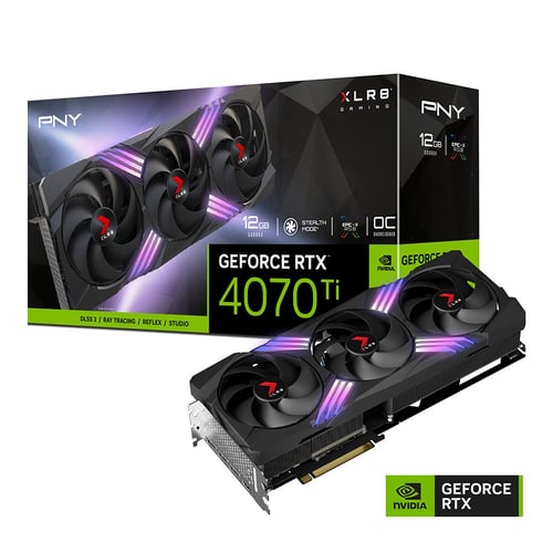 Tarjeta de Video PNY Nvidia Geforce RTX4070 TI 12GB Gaming Verto Triple Ventilador DDR6X, VCG4070T12TFXXPB1-O