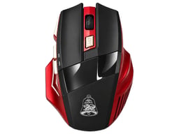 Mouse Inalámbrico Hotbell GMHTRGB-DPI de 1600DPI/con 6 Botones/RGB/Bluetooth/Receptor USB/Negro-Rojo