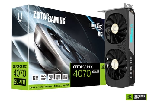 Tarjeta de Video Zotac Nvidia Geforce RTX 4070 Super Twin Edge OC 12GB/PCI Express X16 4.0/192-BIT GDDR6X, ZT-D40720H-10M