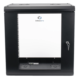 Gabinete de Pared LinkedPro SR1912LH3GA con Puerta de Cristal Templado/455MM de Profundidad/12U Rack de 19"/Acero Reforzado/Hasta 100KG/Negro