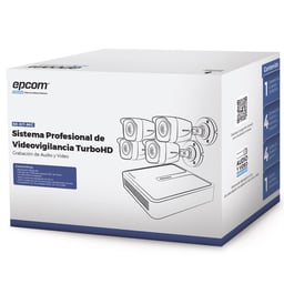 Kit TurboHD 1080P Lite Epcom DVR 4 Canales, Audio por Coaxitron, 4 Camaras Bala de Policarbonato con Microfono Integrado, B8-KIT-MIC