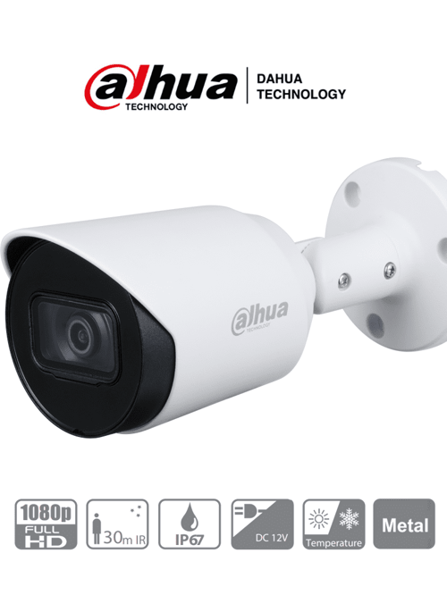 Cámara Bullet Dahua DH-HAC-HFW1200TN-0360B-S4, HDCVI 1080P / 90° De Apertura / Lente Fijo De 3.6mm / IR 30 mts / IP67 / Metálica / TVI AHD Y CBVS