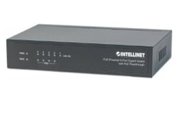 Switch Intellinet 561082 5 Puertos/No Administrable/30W/PTO 68W/Alimentado Por POE/Con Transferencia de POE/Color Negro