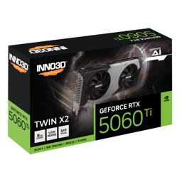 T/Video INNO3D N506T2-08D7-193075N Geforce RTX 5060 TI / 8GB GDDR7 / PCI-Express 5.0 / 3x DP / 1x HDMI / Twin X2 / Color Negro-Plata