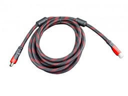 Cable HDMI Naceb NA-051, HD, FHD, 2K, 4K, Reforzado, 3 Metros, Negro/Rojo