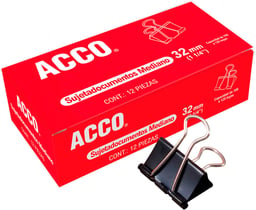 Caja C/12 Sujeta Documentos Acco P2463/Mediano 16MM/Color Negro