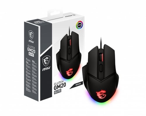 Mouse Alambrico Gamer MSI Clutch GM20 Elite, 6400DPI/ 6 Botones/ LED/ 2M/ USB/ Color Negro