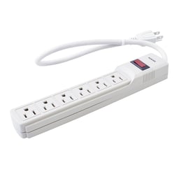 Barra Multicontacto Surtek 136220 Con Supresor De Picos 450J / Voltaje De Entrada 127VCA Nema 5-15P / Con 6 Salidas Nema 5-15R / Color Blanco