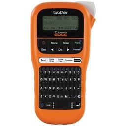 Rotulador Brother PTE110 P-Touch Edge/180DPI/Teclado Qwerty/2 Lineas de Impresion/Cintas de 6MM/12 MM/Color Naranja