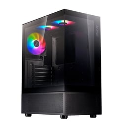 Gabinete XPG Invader X Mini / Mid-Tower / Con Ventana / Sin Fuente / USB 3.0 / ARGB / 5 Vent Instalados / Negro / ATX / INVADERXMINIMT-BKCWW