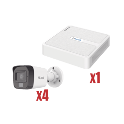 Kit IP Hilook KIP2MP/4B NVR de 4 Canales Con 4 Puertos POE/4MP/2.8MM/4 Camaras IP Dual Light/Microfono/H.265+/H.265