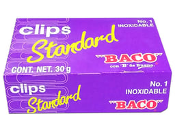 Paquete C/10 Cajas Clip Baco CL001 Estandar #1 Galvanizado/Con 100 Clips C/U