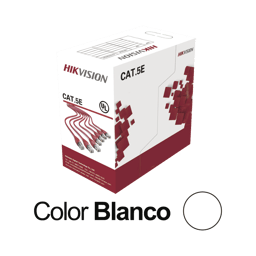 Bobina de Cable UTP CAT5E (24 AWG) Hikvision DS-1LN5E-SW Color Blanco, PVC (CM), Uso En Interior, 100% Cobre, 305MTS