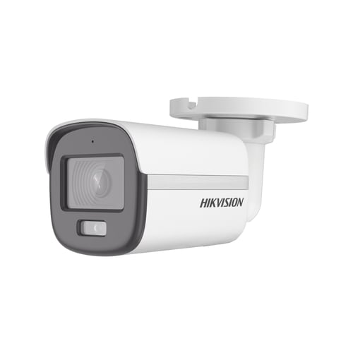 Camara Bala Turbohd Hikvision Colorvu 3K 5MP/ Lente 2.8MM/ Microfono Integrado/ Imagen a Color 24/7/ Luz Blanca 20M/ Exterior IP67/ DWDR/ 4 Tecnologias, DS-2CE10KF0T-FS