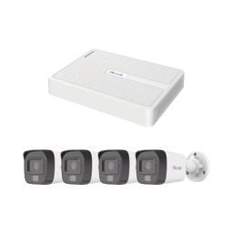 Kit NVR de 8 Canales TURBOHD Hilook KIPH4B4MP/A/2MP/8 Puertos POE/4 Camaras IP Bala/C/Microfono/HDD de Hasta 6TB/VGA/HDMI