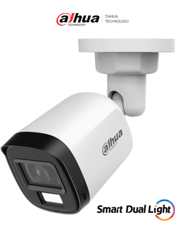 Camara Bullet Dahua DH-HAC-B1A21N-U-IL-A 2MPX/Lente 2.8MM/Apertura de Hasta 100°/30M IR/20M Luz Visible/Microfono Integrado/IP67