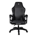 Silla gamer Balam Rush BR-938181 Power Neat, color negro, con capacidad de carga hasta 120 kg, tapizada en piel sintética, con inclinación de hasta 155° y reposabrazos ajustables.