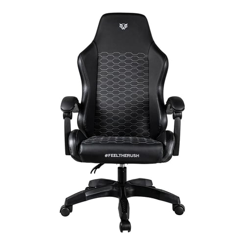 Silla gamer Balam Rush BR-938181 Power Neat, color negro, con capacidad de carga hasta 120 kg, tapizada en piel sintética, con inclinación de hasta 155° y reposabrazos ajustables.