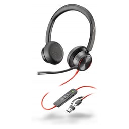Diadema Audífonos C/Micrófono Alámbricos Poly Blackwire 8225 / 2.2M / USB-C/A / Control Para Llamadas / Color Negro-Naranja / 8X223AA