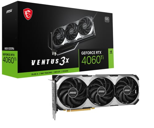 Tarjeta de Video MSI Nvidia Geforce RTX 4060 TI Ventus 3X 8G OC / 8GB/ GDDR6/ 128BIT/ 2565MHZ/ HDMI/ PCI Express 4.0