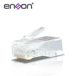 Conector RJ45 Enson RJ45-CAT6 De 8 Pines Para Cable UTP ,Velocidad De Hasta 1000MBPS, Color Transparente