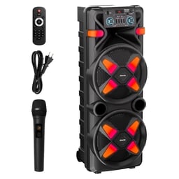 Bocina Portatil Inalambrica MC-8235 Con Bluetooth / USB / Negro / Con Dos Woofers De 12" / 80W / 4800MAH / 9V / RGB