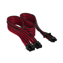 Cable De Alimentación Corsair CP-8920334 Premium Individually Sleeved 12+4Pin / De PSU / Pcie 5.0 / Gen 5 / 12VHPWR / 600W / Negro Con Rojo