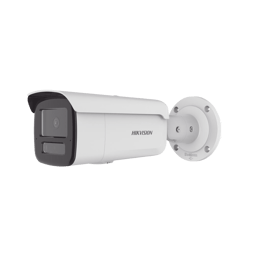 Camara Bala IP Hikvision DS-2CD2T43G2-4LI2U 4 MPX/Lente 4 MM/80 MTS IR + 80 MTS Luz Blanca/Acusense/Exterior IP67/IK10/WDR 120DB/POE/MicroSD/ONVIF/Acusearch/Dual Light + 2 Microfonos Integrados