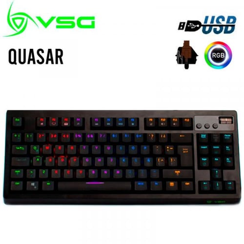 Teclado Mecanico Gamer VSG Quasar Outemu Marron VG-K387-BLK-BRW Alambrico/ TKL/ RGB/ Español/ USB/ Negro