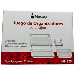 Paquete C/25 Piezas De Organizadores Nextep NE-625 Para Cajon / Con 4 Tamaños Diferentes / Transparente PET