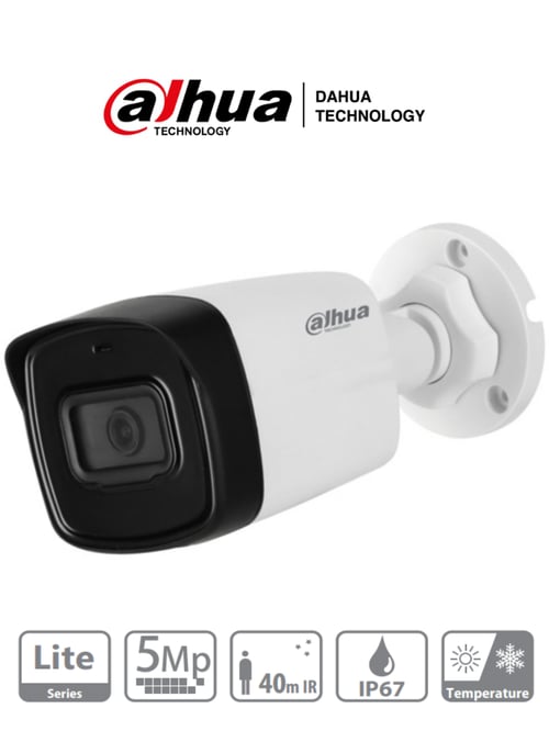 Camara Bullet Dahua HFW1500TL-28 5MP/ Lente 2.8MM/ IR de 40MTS/ IP67/ Starlight/ CVI/ CVBS/ AHD/ TVI, DH-HAC-HFW1500TLN-0280B-S2