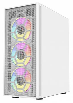 Gabinete Balam Rush BR-935999 Dragonfly II Mesh GM740 / Mini-Tower / C/Ventana / Sin Fuente / USB 3.0 / 4 Ventiladores RGB Instalados / Color Blanco / ATX / Micro ATX / Mini-ATX