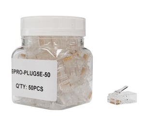 Conectores RJ45 Macho ENSON EPRO-PLUG5E-50 CAT5E TRANSPARENTES, Bote Con 50 Piezas