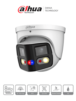Camara IP Wizsense Eyeball Dahua DH-IPC-PDW3849-A180-AS-PV 4MPX/Lente 2.8MM/IR 25M/LED 20M/IP67
