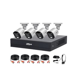 Kit Dahua DH-KIT/XVR1B04-I/T/4-B1A21N-U-IL-A-0280B DVR De 4 Canales / Con 4 Cámaras / De 2MPX / 4 Canales +1 IP O Hasta 5 IP / SMD PLUS / Búsqueda De Humanos Y Vehículos / Incluye Accesorios