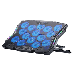 Base Enfriadora Para Laptop 17" / Balam Rush Eolox Frost EF740 ABS / 2 Ventiladores x 50 mm / 2x 60 mm / 4x 70 mm / 1x 80 mm / 1 Puerto USB -C / Soporte Para Celular / 7 Niveles De Ajuste / RGB / Color Negro / BR-941136