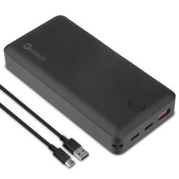 Power Bank Getttech GBN-E20FC-01 de 20,000 mAh con Carga Rápida 22.5W, 2 USB-C y USB-A, Negro