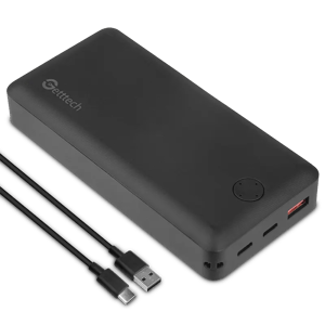 Power Bank Getttech GBN-E20FC-01 de 20,000 mAh con Carga Rápida 22.5W, 2 USB-C y USB-A, Negro