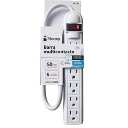 Barra Multicontacto Nextep NE-240 Con 6 Contactos Aterrizados / Supresor 490J / Cable De 50CM / 16AWG