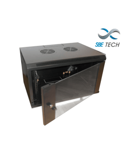 Gabinete para Pared 19" SBE Tech SBE-GNLPAR19X4UR hasta 30KG/4UR/60CM de Ancho/45CM de Profundidad/Puerta Delantera de Cristal Templado/Con Cerradura y Llaves