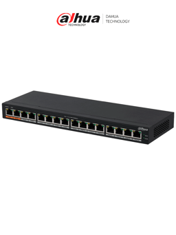 Switch Gigabit PoE DAHUA 16 Puertos 190W Hi-PoE 60W Switching 32Gbps DH-PFS3016-16GT-190